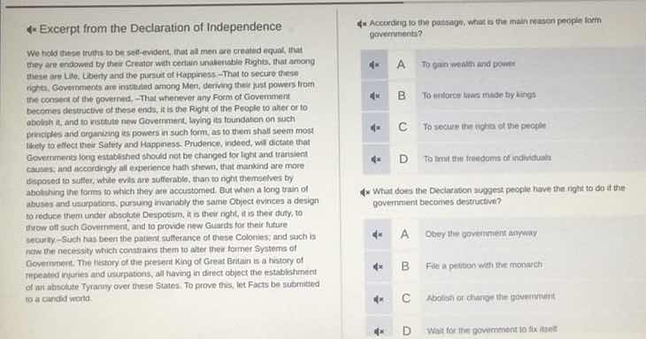 excerpt from the declaration of independence we hold these truths to be…