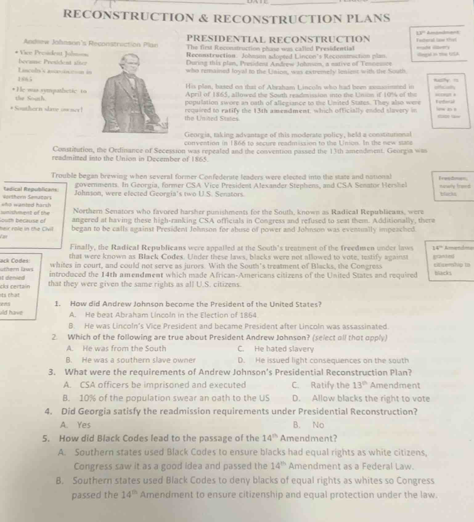 reconstruction & reconstruction plansandrew johnsons reconstruction pla…
