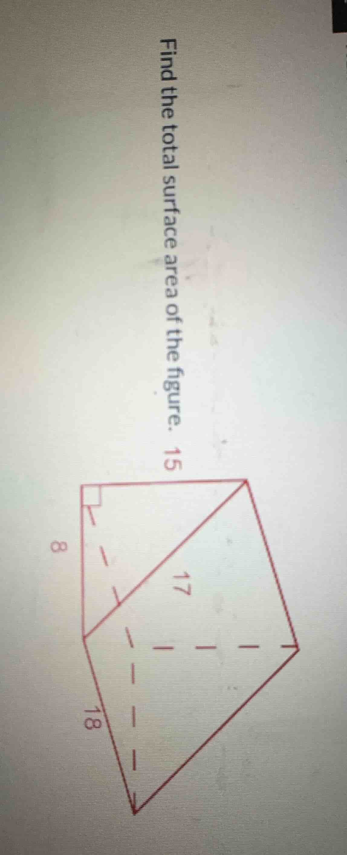 find the total surface area of the figure. 15