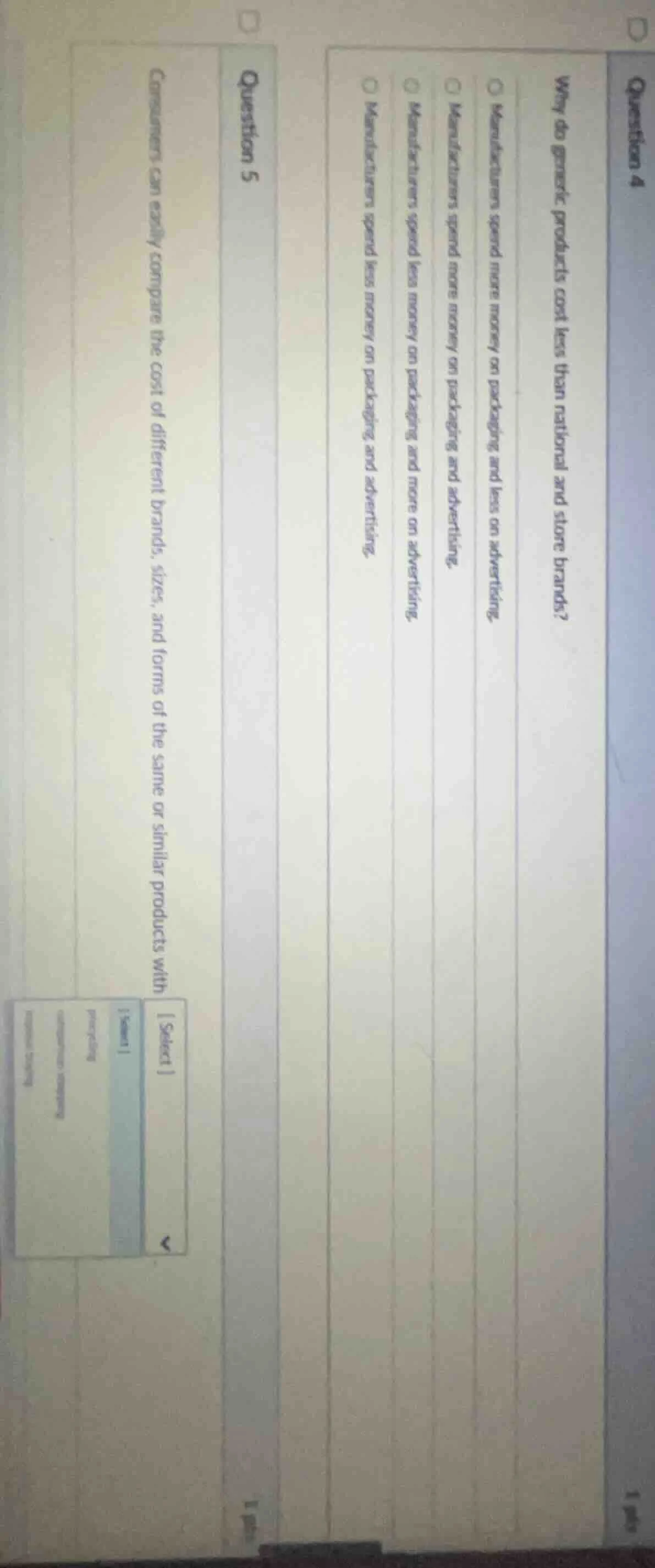 question 41 ptswhy do generic products cost less than national and stor…