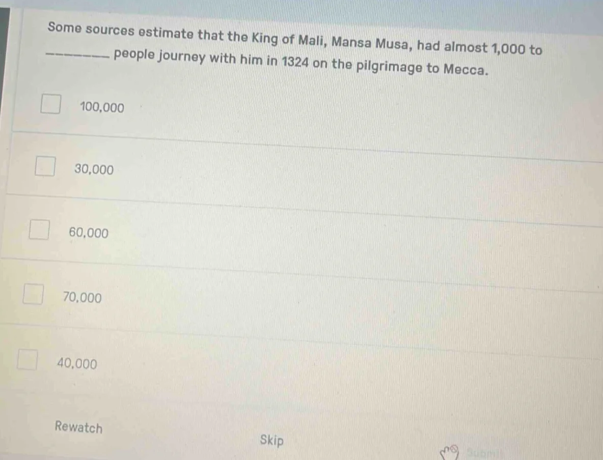 some sources estimate that the king of mali, mansa musa, had almost 1,0…