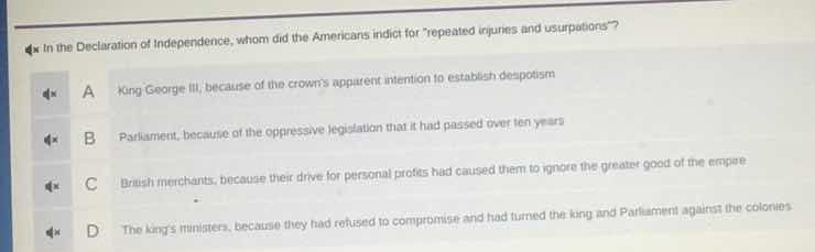 in the declaration of independence, whom did the americans indict for r…