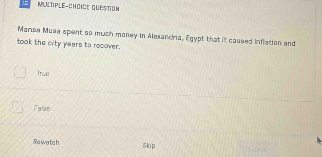 multiple-choice question mansa musa spent so much money in alexandria, …