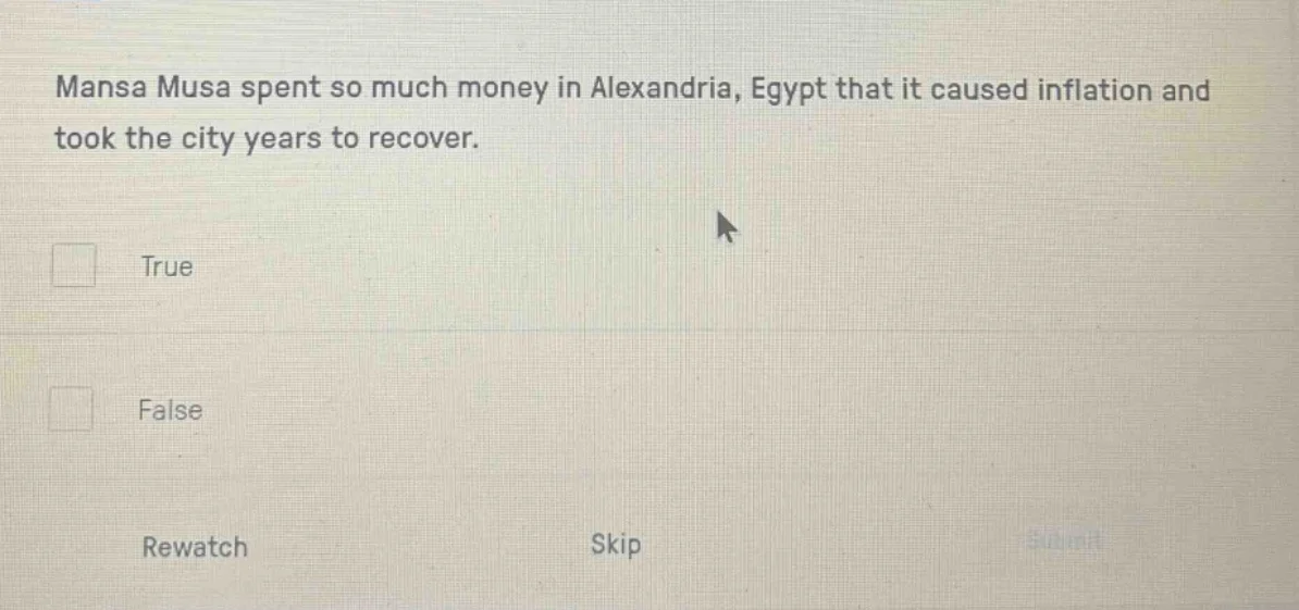 mansa musa spent so much money in alexandria, egypt that it caused infl…