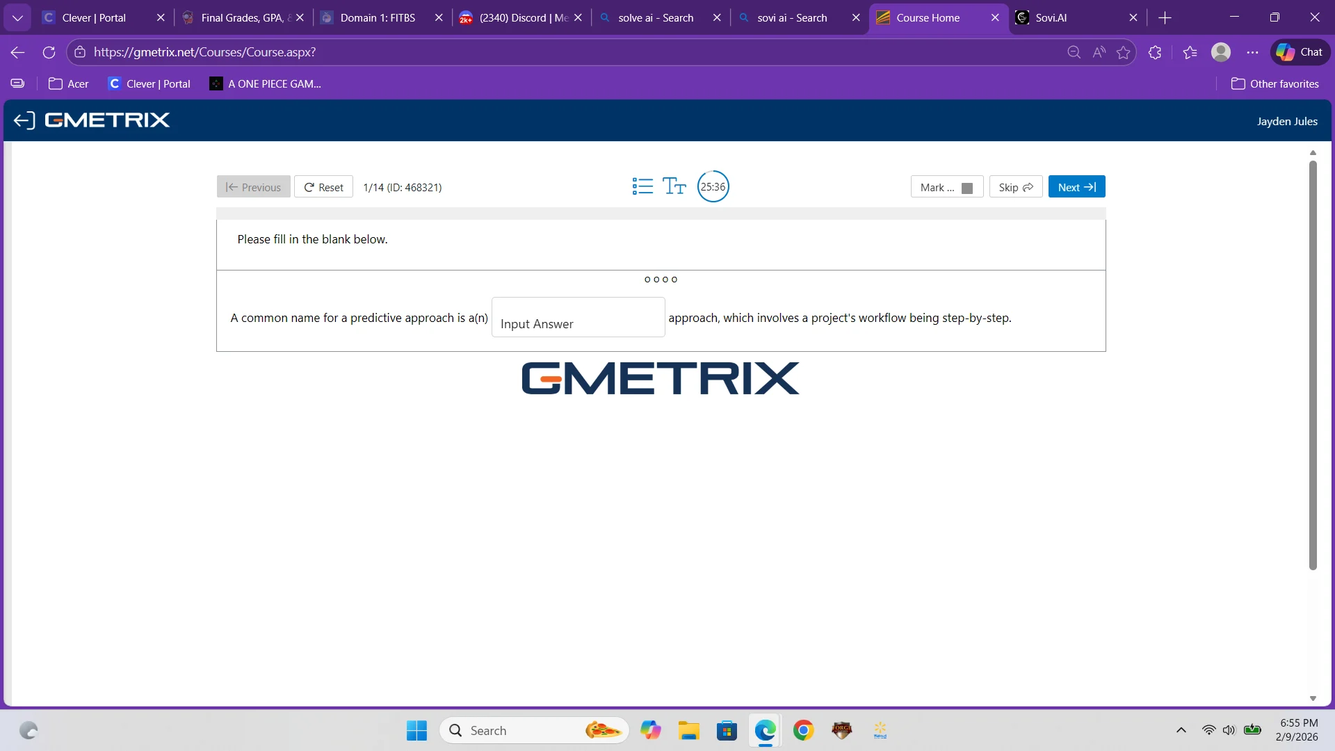 please fill in the blank below. a common name for a predictive approach…