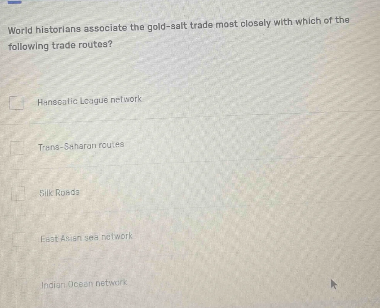 world historians associate the gold-salt trade most closely with which …