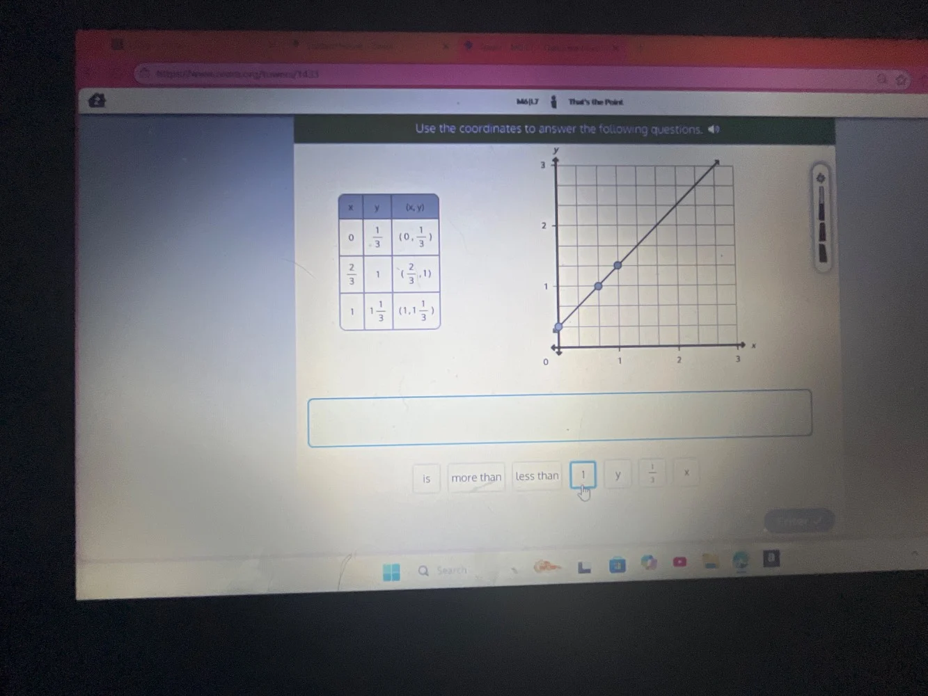 use the coordinates to answer the following questions. | x | y | (x,y) …