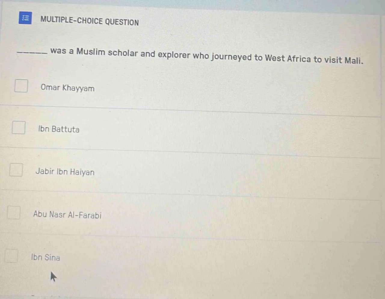 multiple-choice question ______ was a muslim scholar and explorer who j…