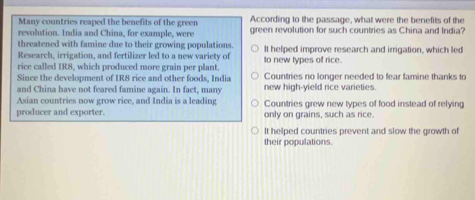 many countries reaped the benefits of the green revolution. india and c…