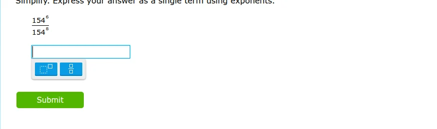 simplify. express your answer as a single term using exponents. $\frac{…