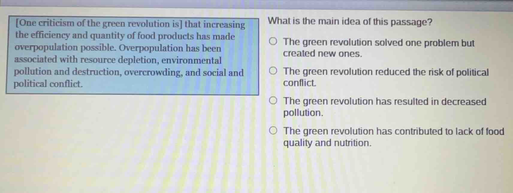 one criticism of the green revolution is that increasing the efficiency…