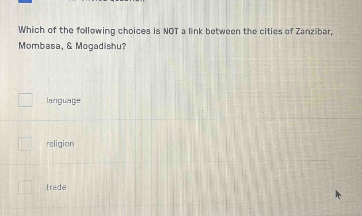 which of the following choices is not a link between the cities of zanz…