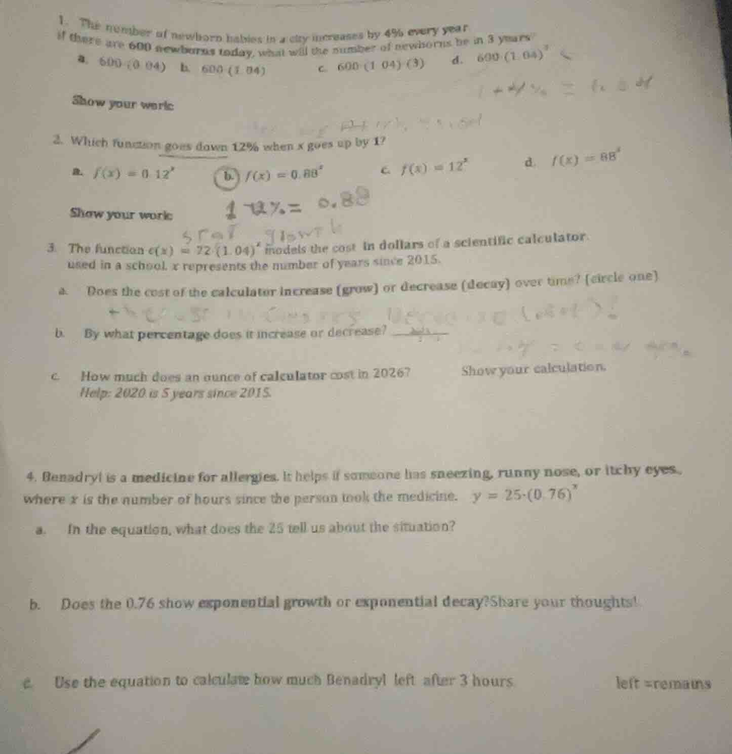 1. the number of newborn babies in a city increases by 4% every year. i…