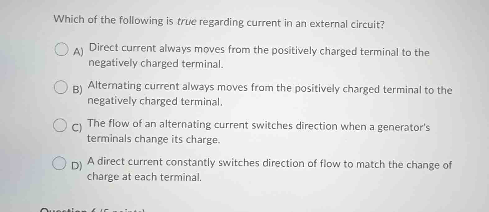 which of the following is true regarding current in an external circuit…