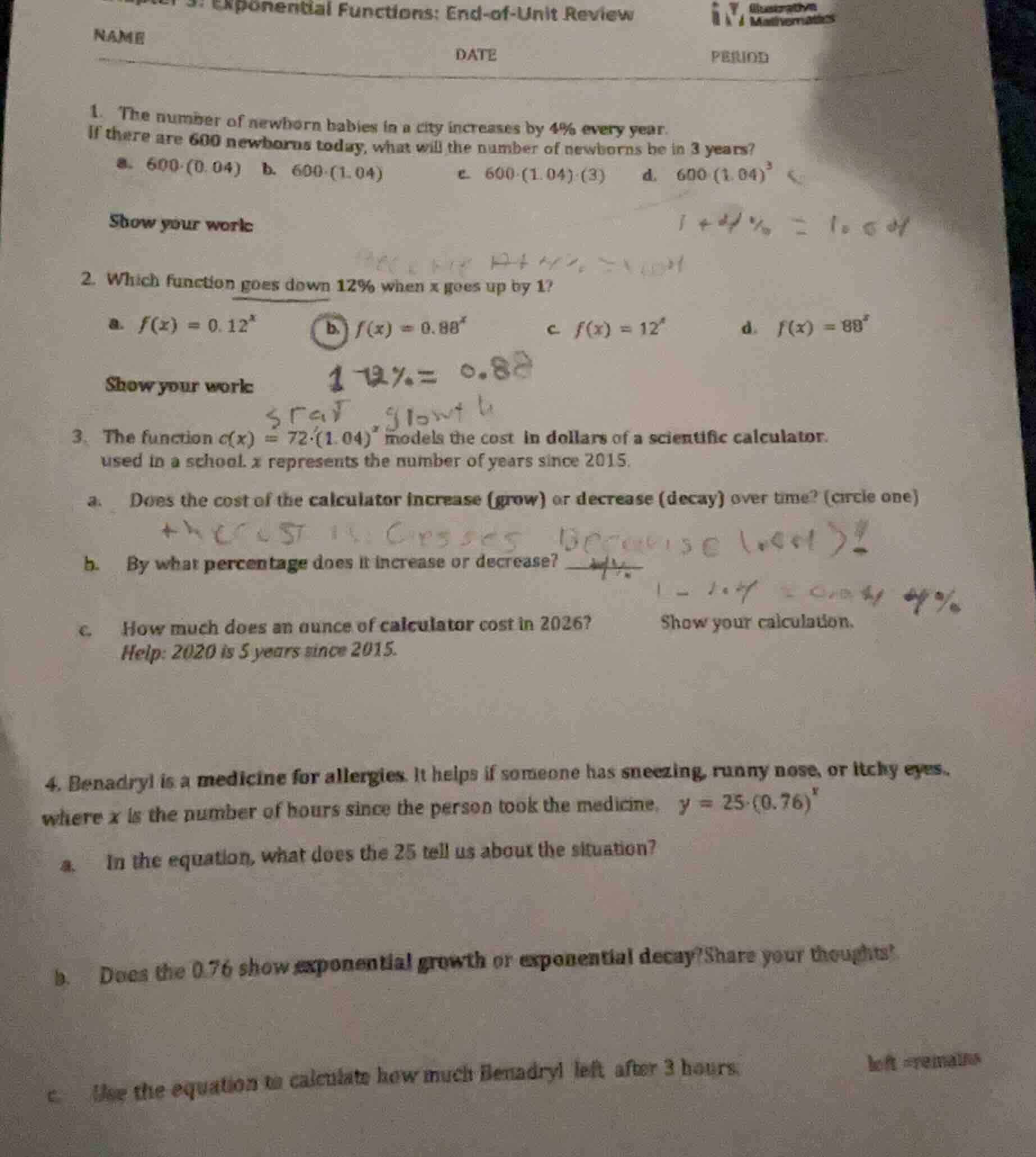 exponential functions: end-of-unit reviewnamedateperiod1. the number of…