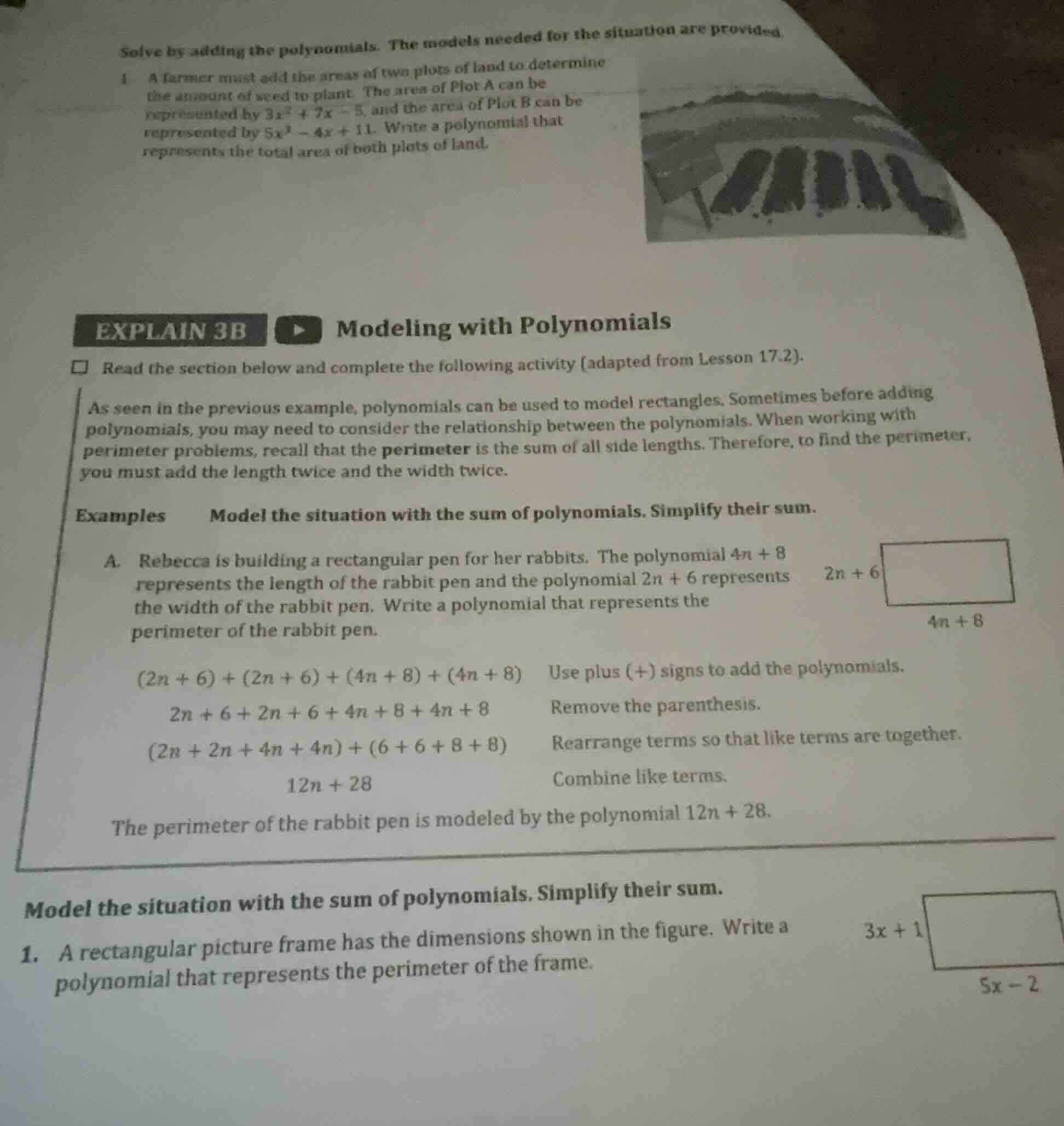 solve by adding the polynomials. the models needed for the situation ar…
