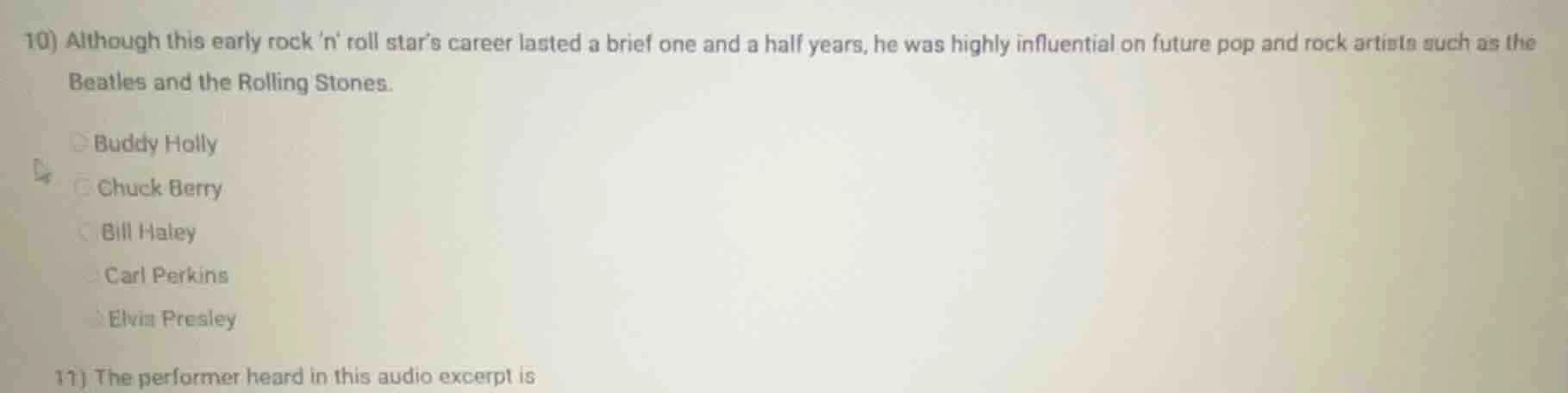 10) although this early rock n roll stars career lasted a brief one and…