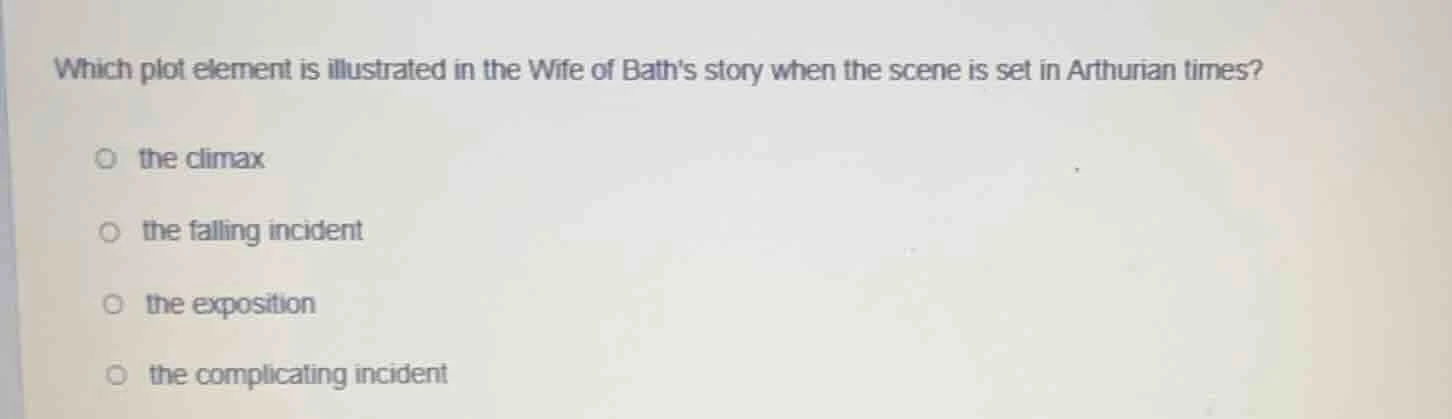 which plot element is illustrated in the wife of baths story when the s…