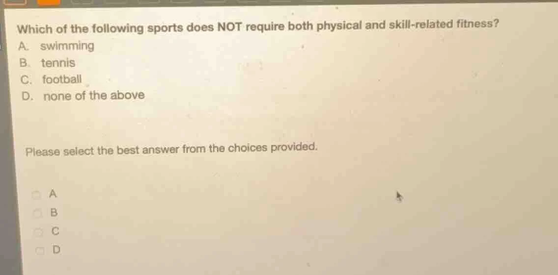 which of the following sports does not require both physical and skill-…