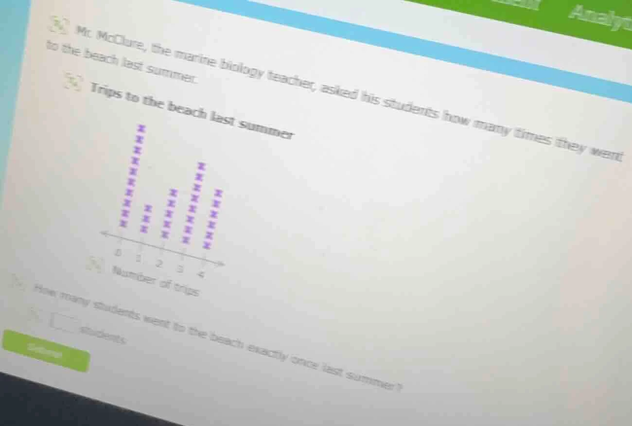 mr. mcclure, the marine biology teacher, asked his students how many ti…