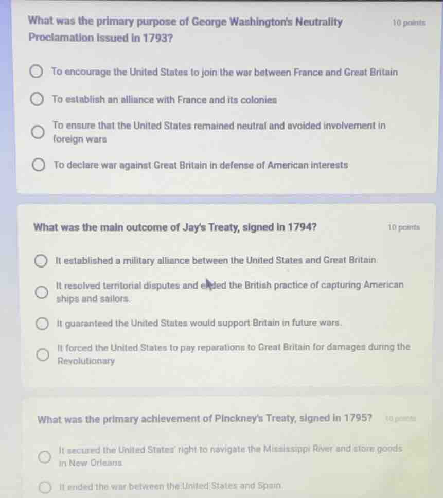 what was the primary purpose of george washingtons neutrality proclamat…