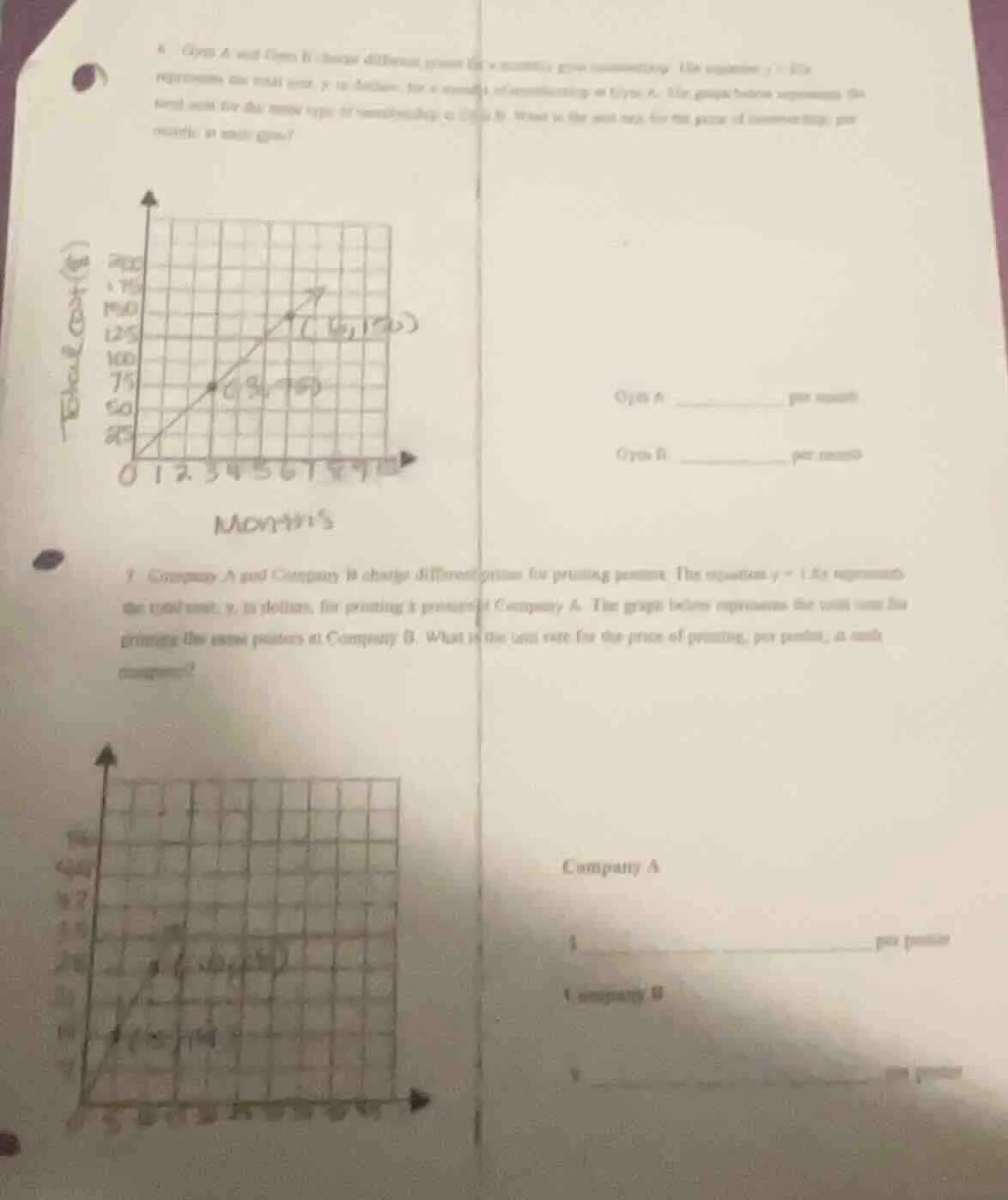 6. gym a and gym b charge different prices for a monthly gym membership…