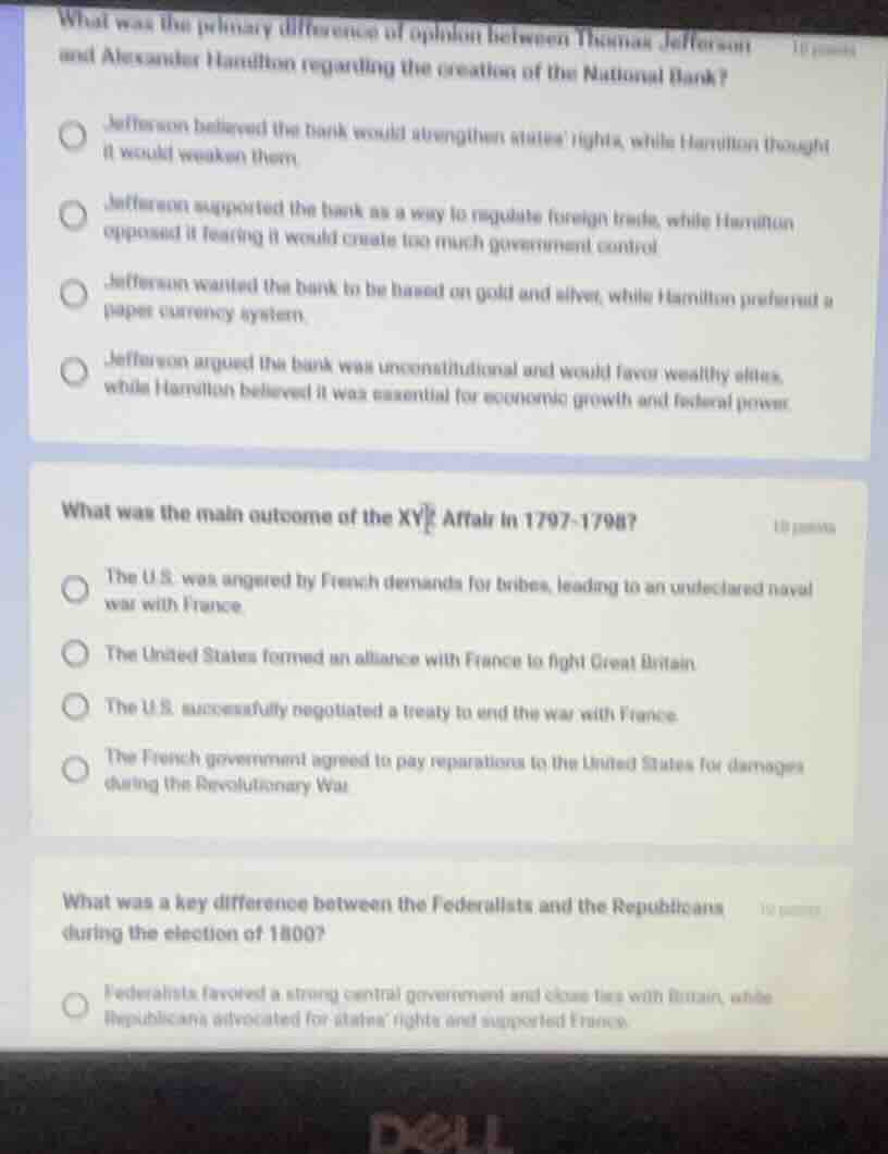what was the primary difference of opinion between thomas jefferson and…