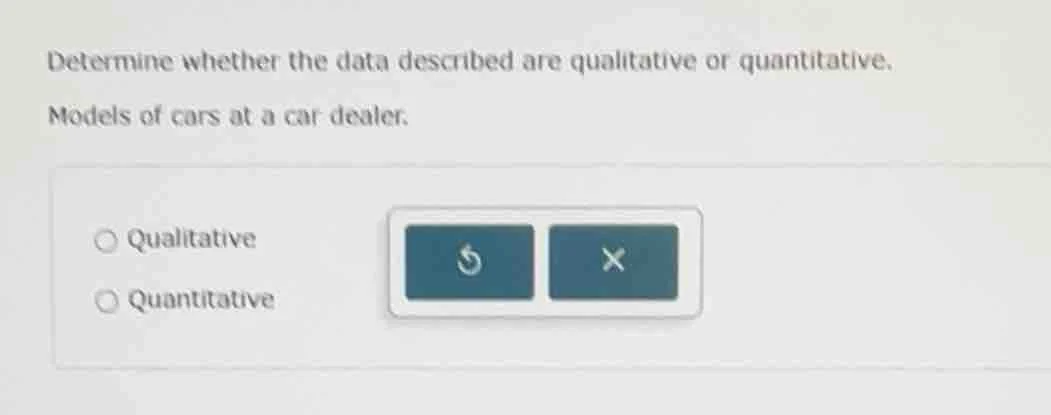 determine whether the data described are qualitative or quantitative. m…