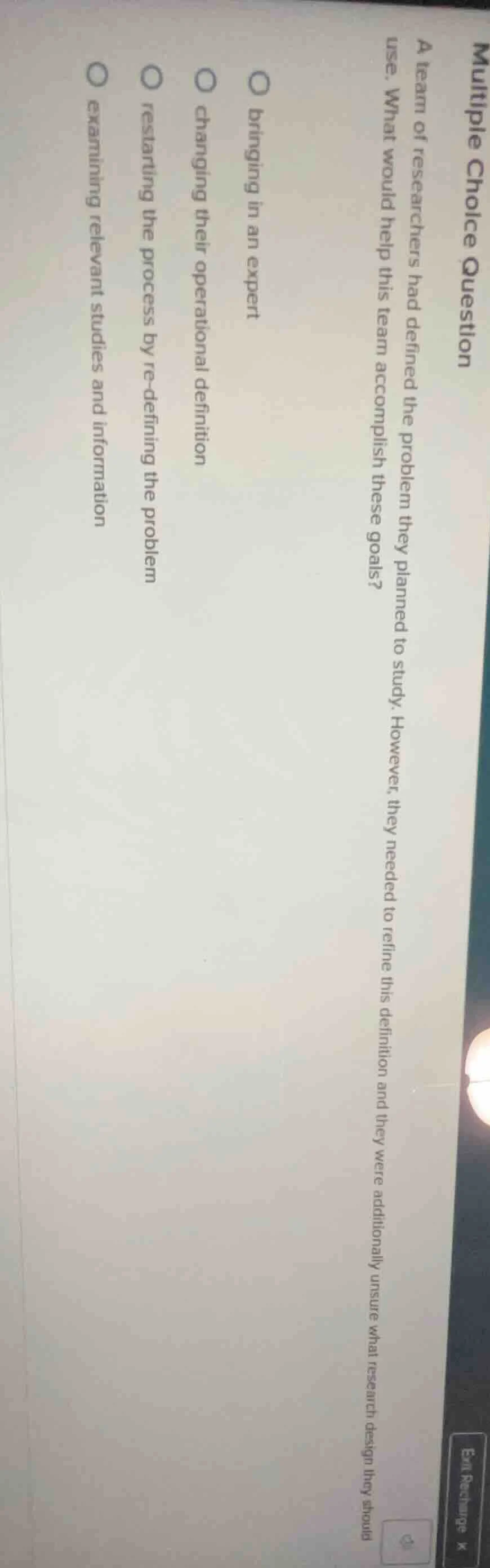 multiple choice question a team of researchers had defined the problem …