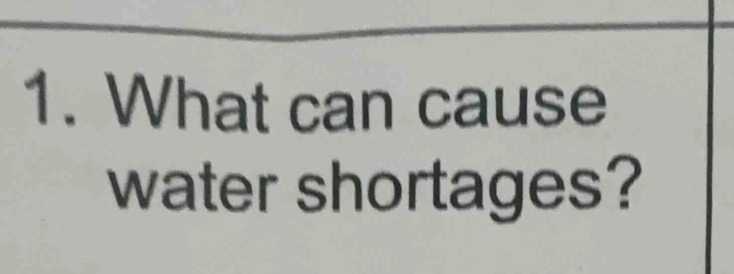 1. what can cause water shortages?