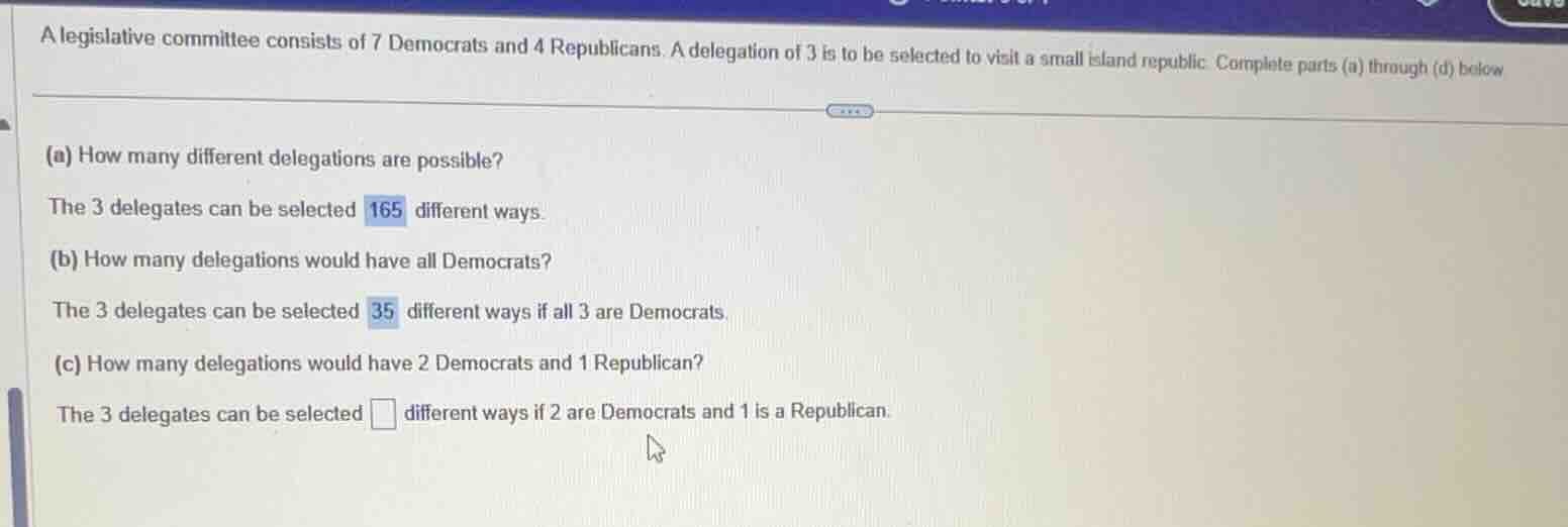 a legislative committee consists of 7 democrats and 4 republicans. a de…