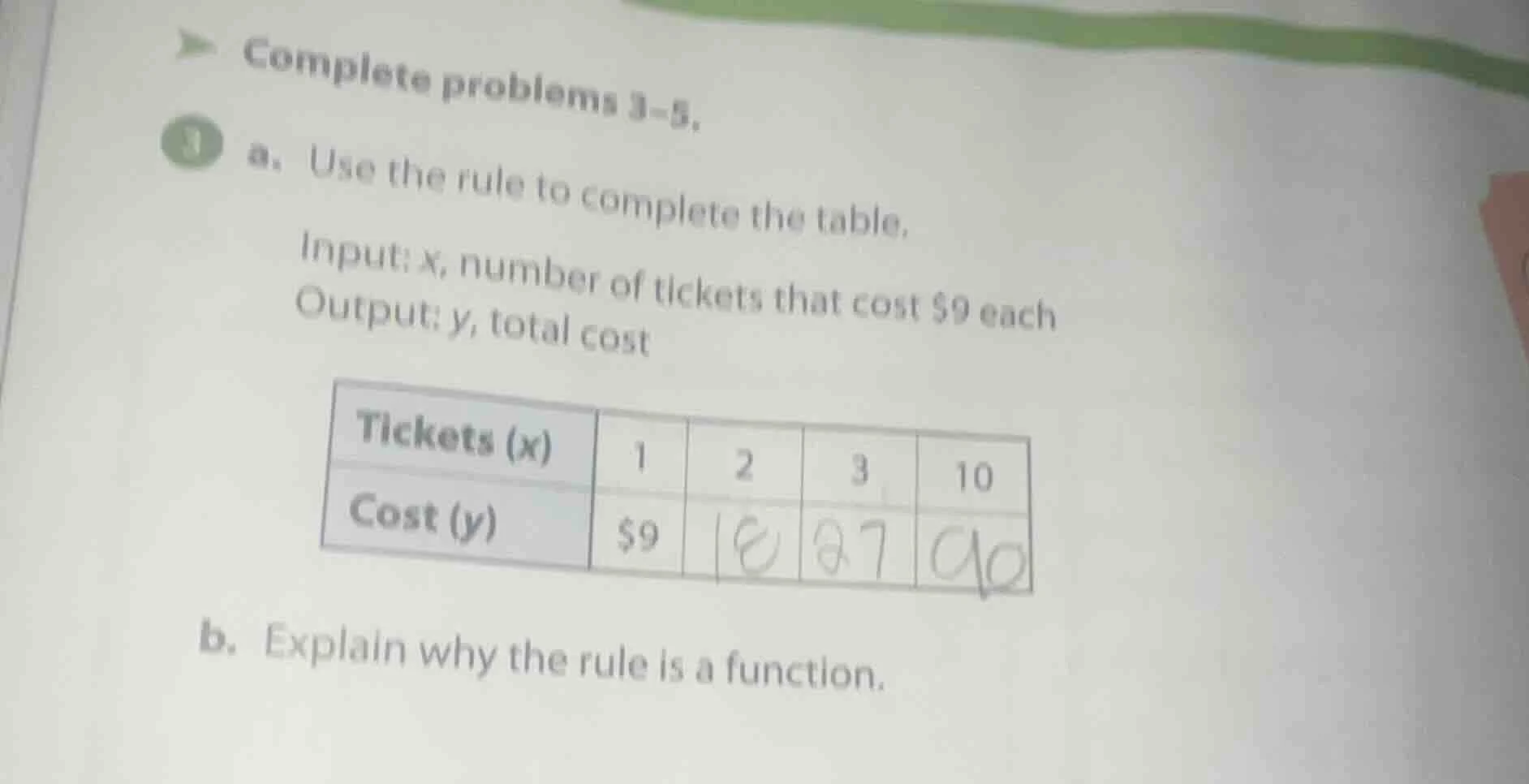 complete problems 3-5. 3 a. use the rule to complete the table. input: …