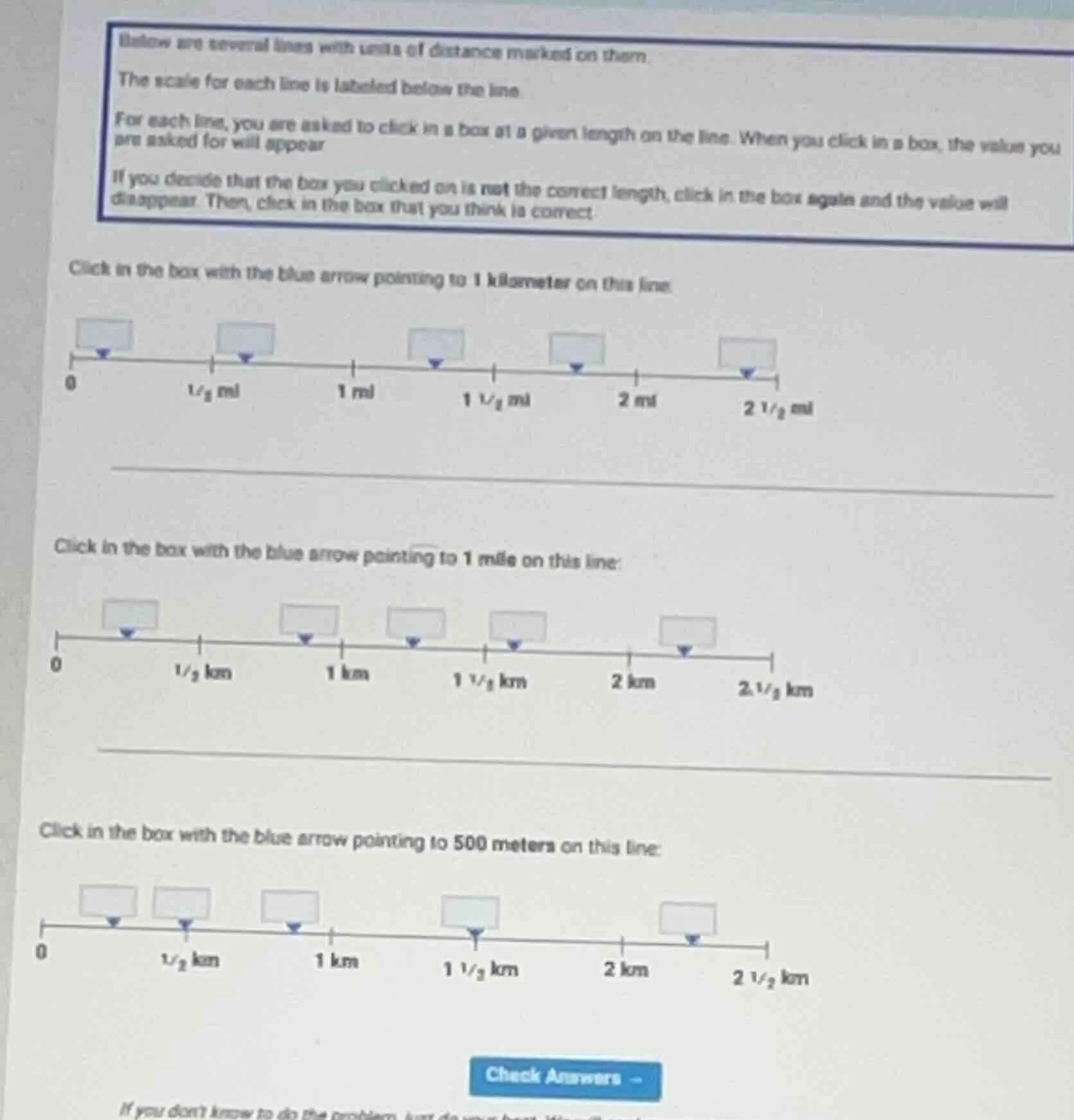 below are several lines with units of distance marked on them.the scale…