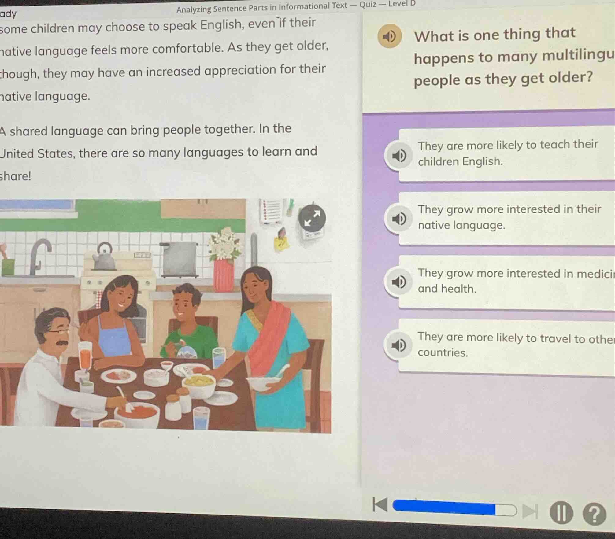 analyzing sentence parts in informational text — quiz — level dadysome …