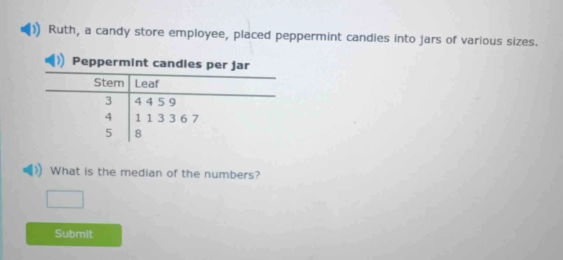 ruth, a candy store employee, placed peppermint candies into jars of va…