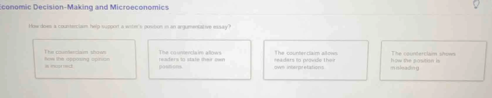 economic decision-making and microeconomics how does a counterclaim hel…