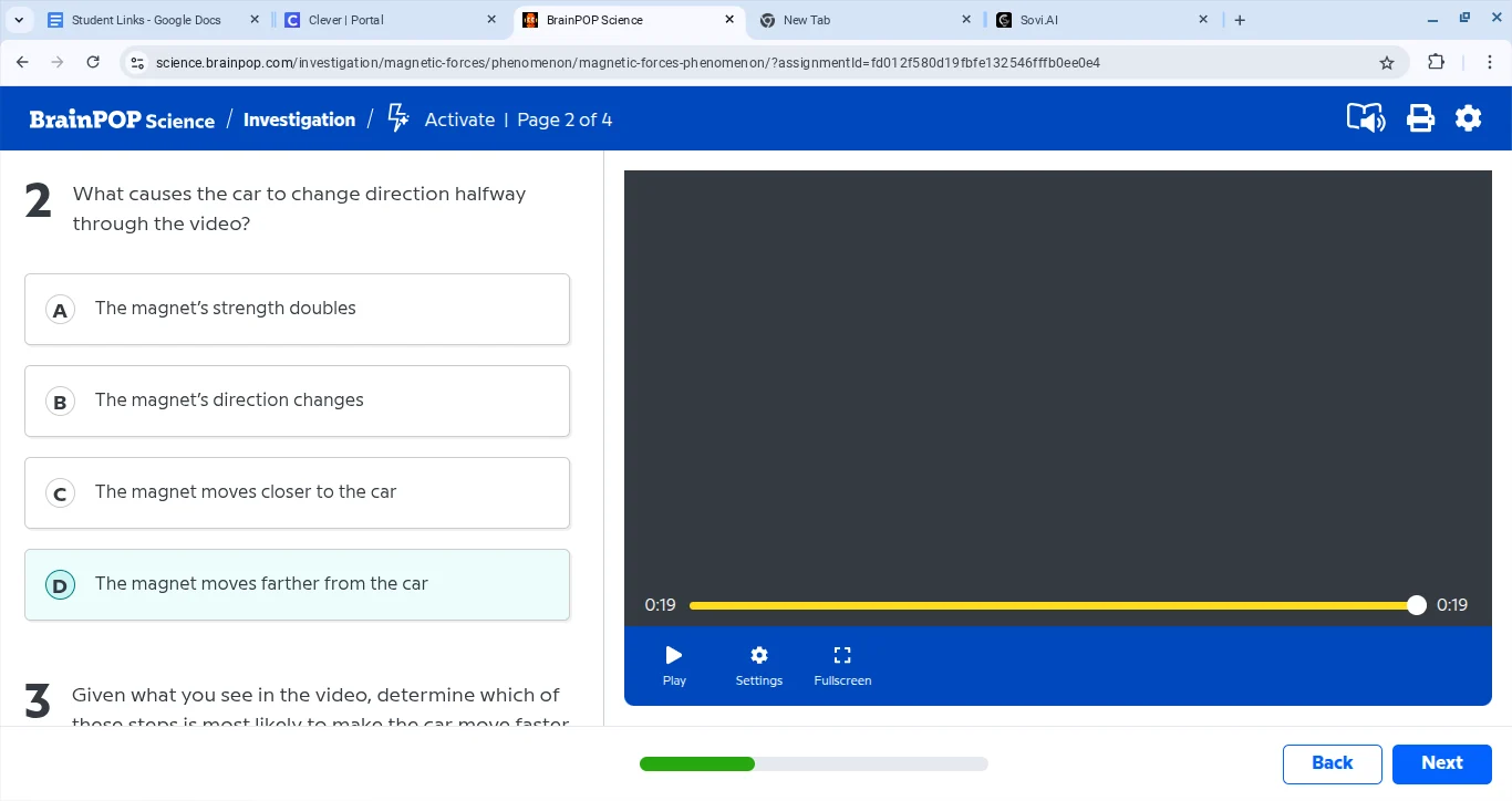 2 what causes the car to change direction halfway through the video? a …