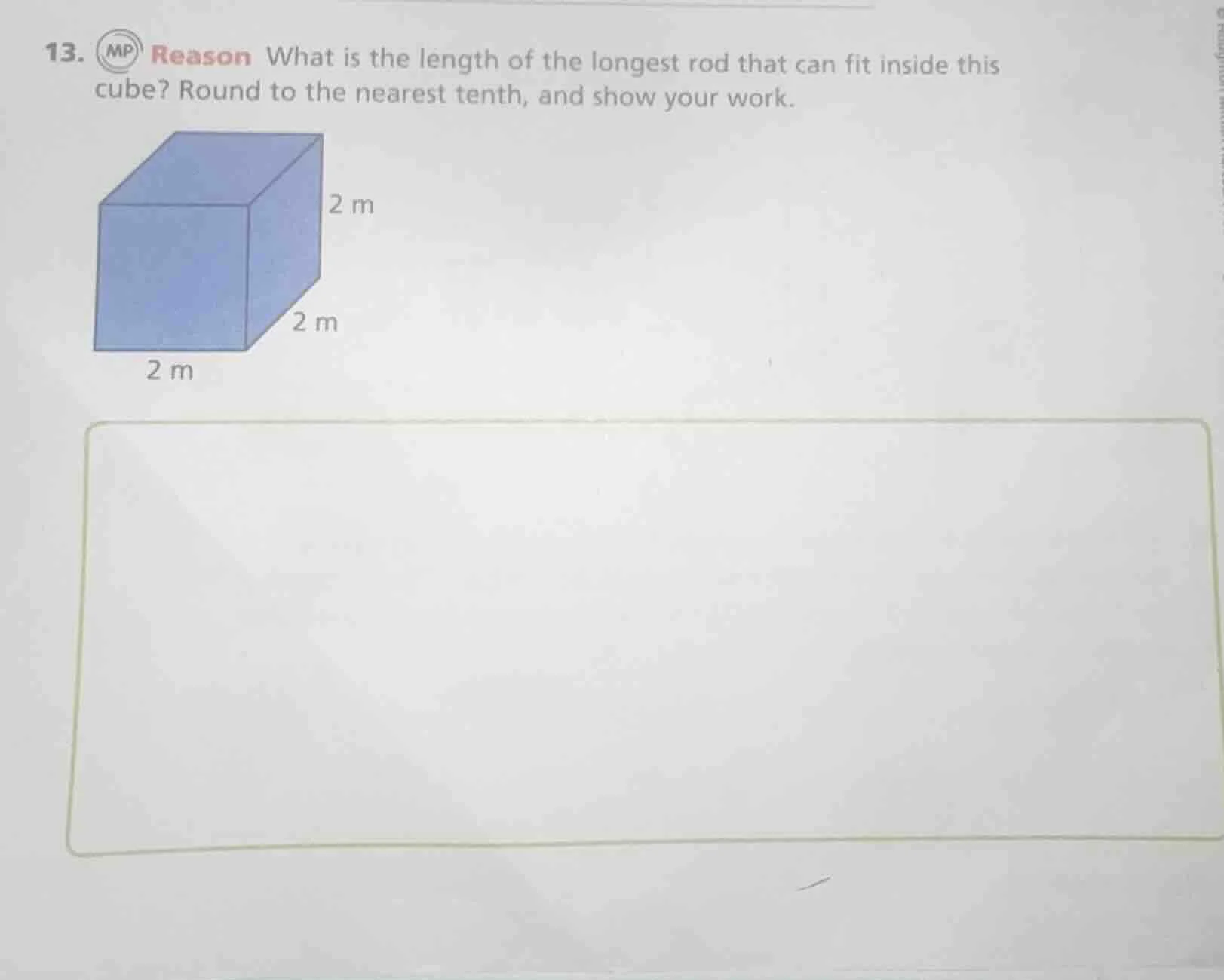 13. reason what is the length of the longest rod that can fit inside th…