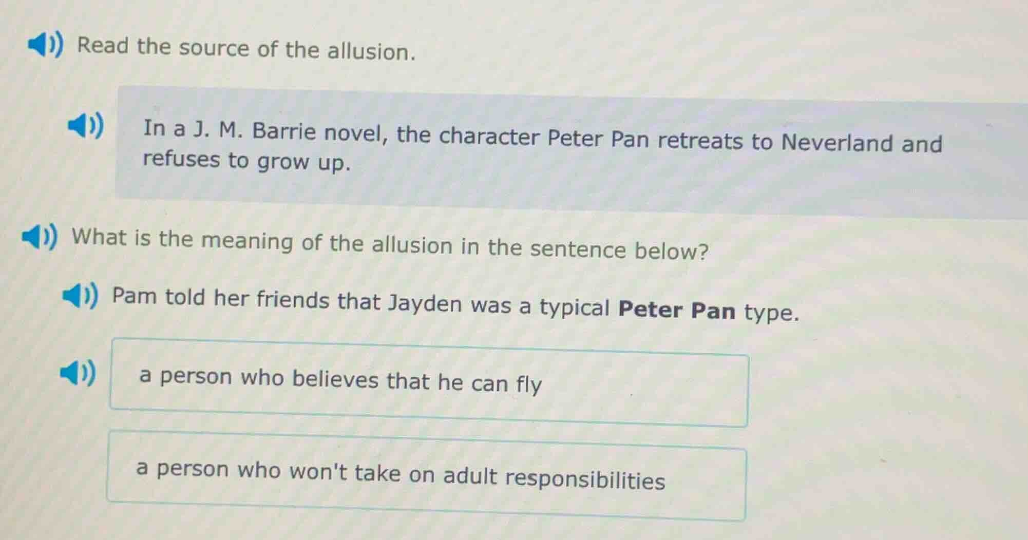 read the source of the allusion. in a j. m. barrie novel, the character…