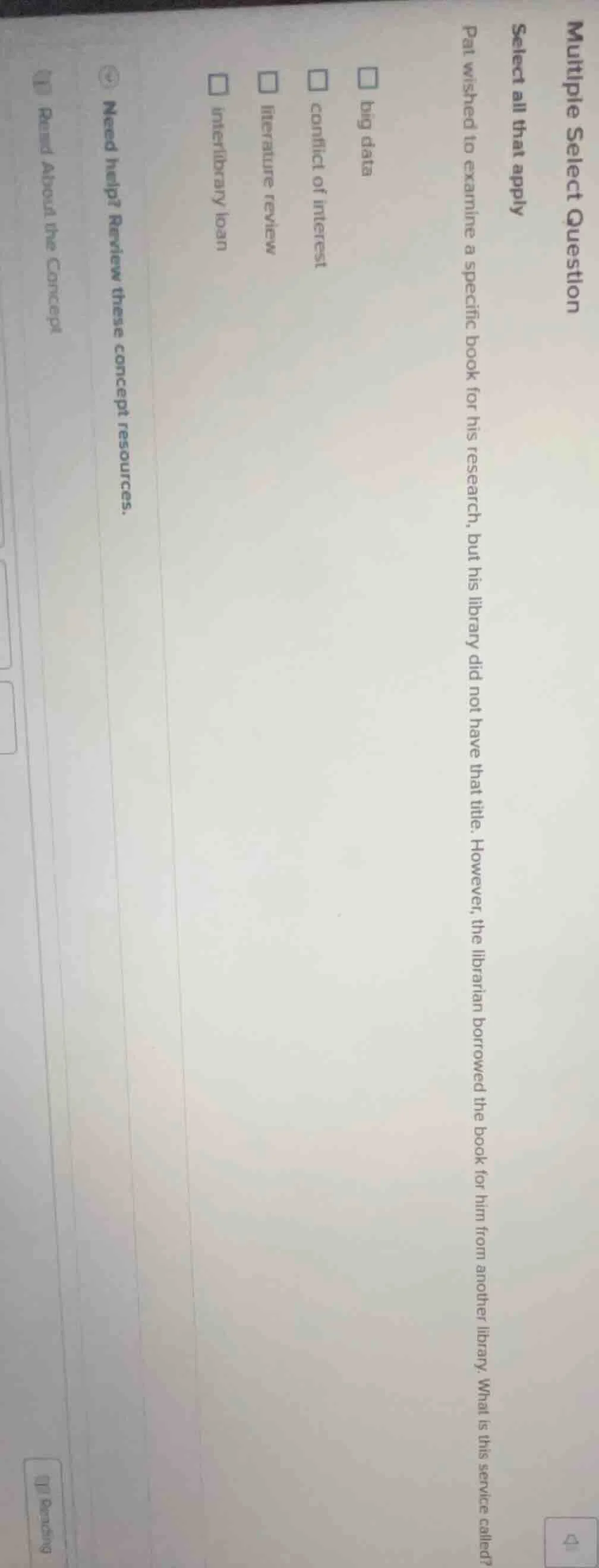 multiple select question select all that apply pat wished to examine a …