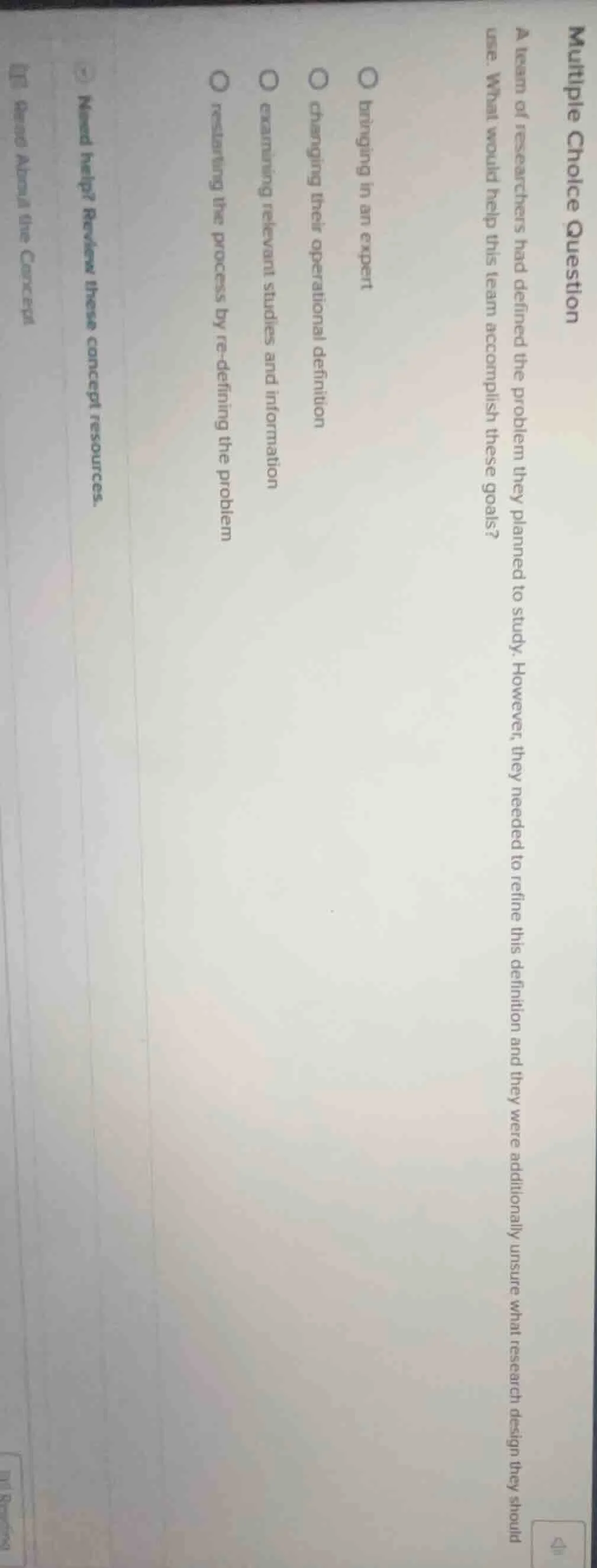 multiple choice question a team of researchers had defined the problem …