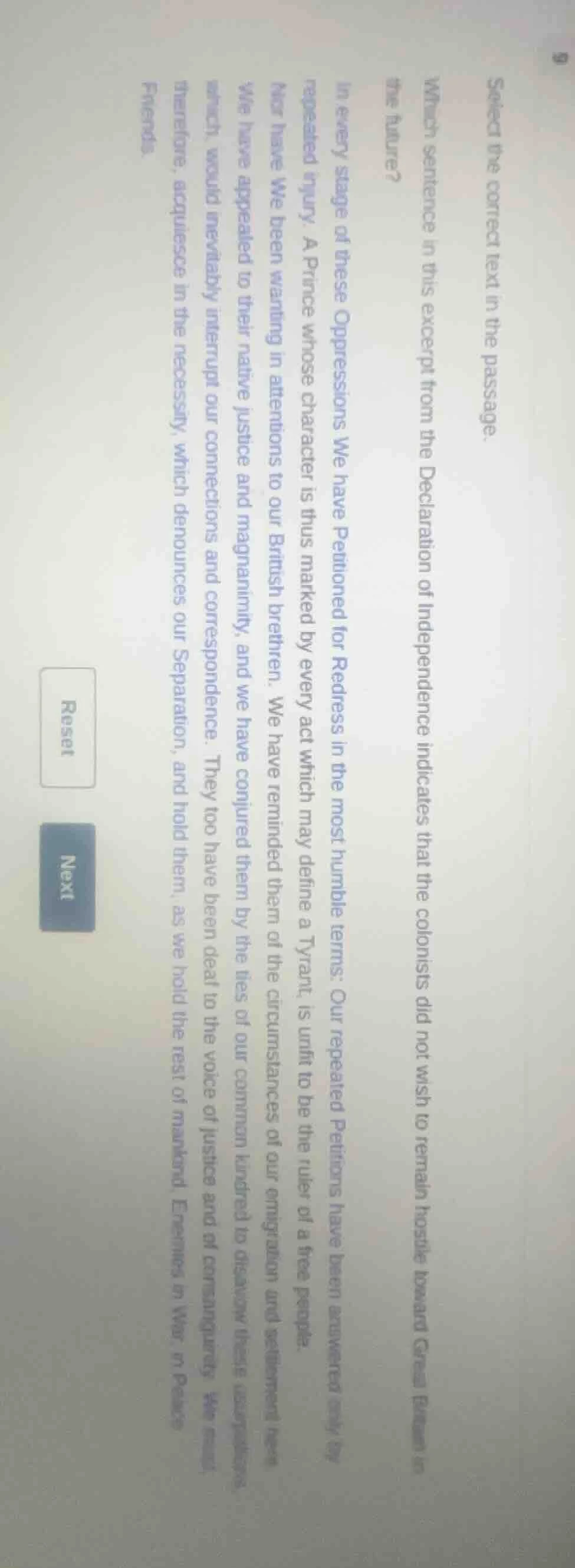 select the correct text in the passage. which sentence in this excerpt …