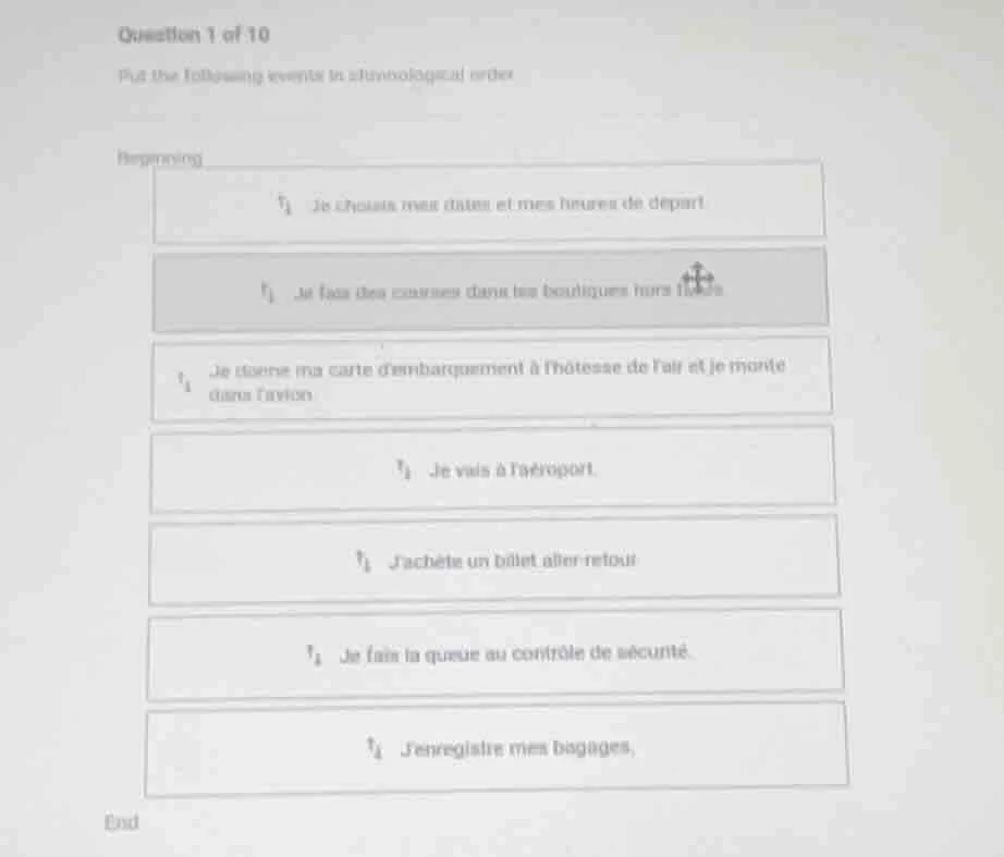 question 1 of 10 put the following events in chronological order beginn…