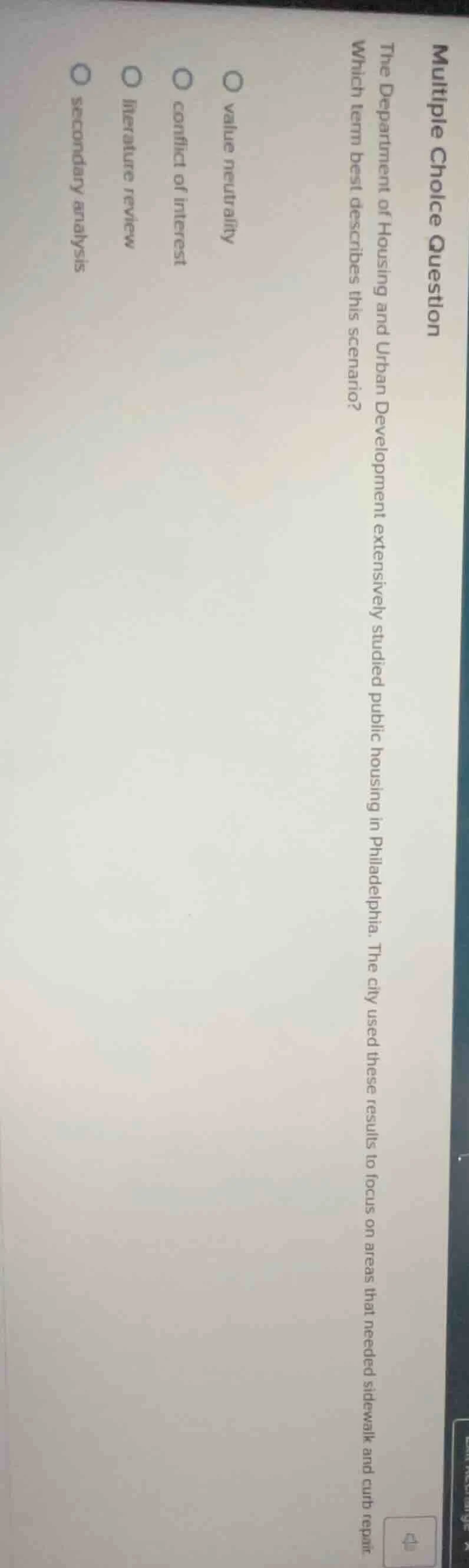 multiple choice question the department of housing and urban developmen…