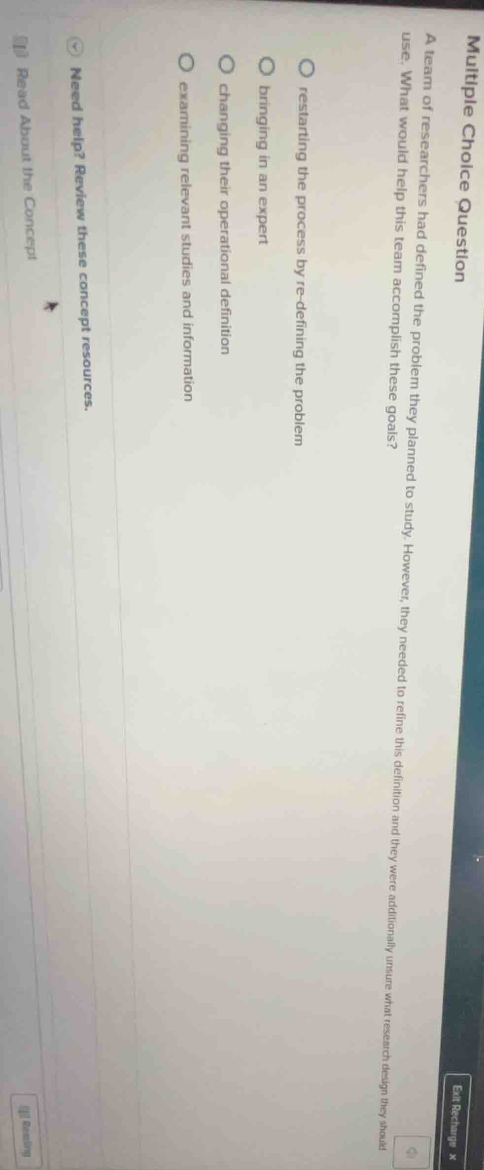 multiple choice question a team of researchers had defined the problem …