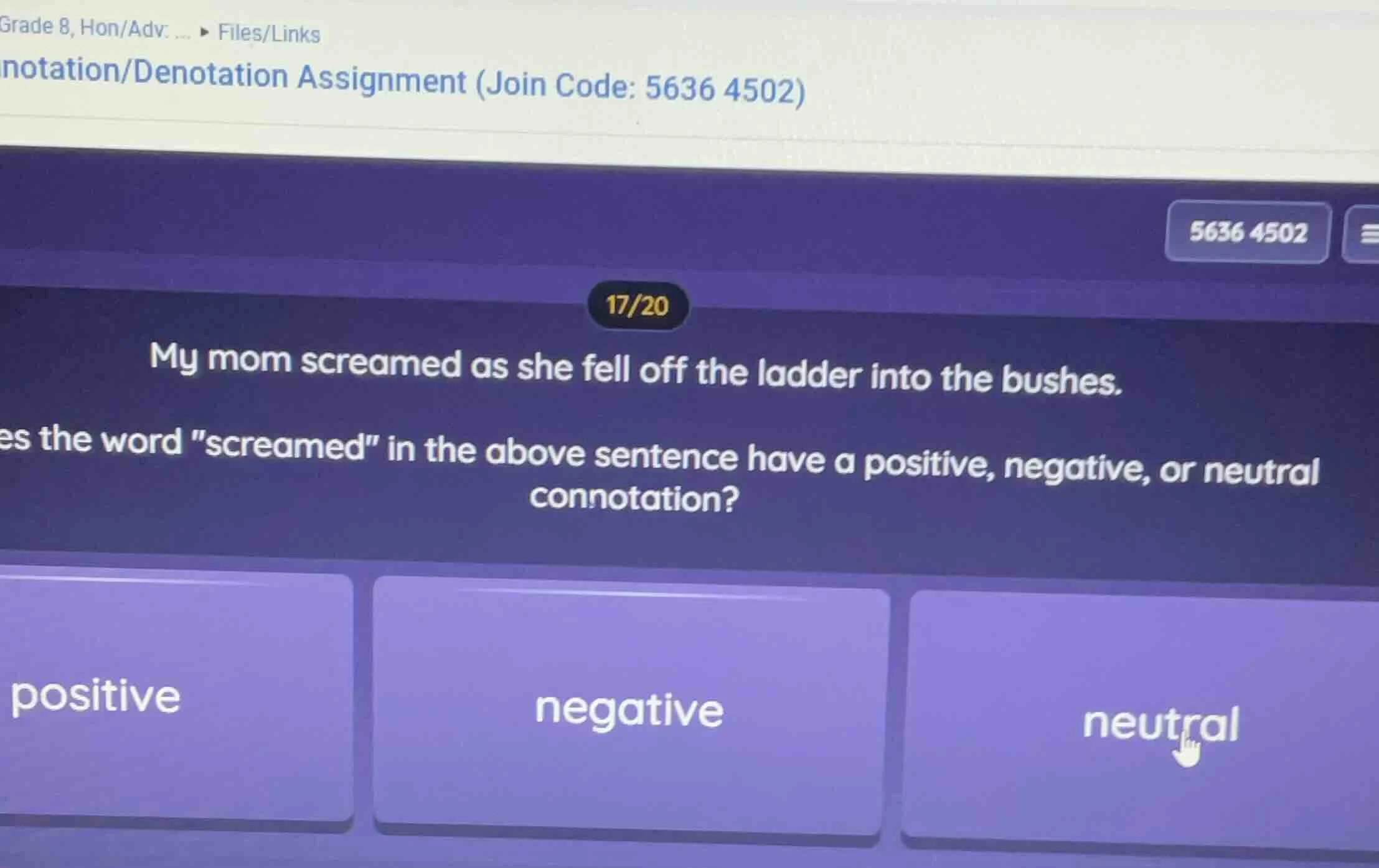 grade 8, hon/adv: ... ▶ files/links notation/denotation assignment (joi…