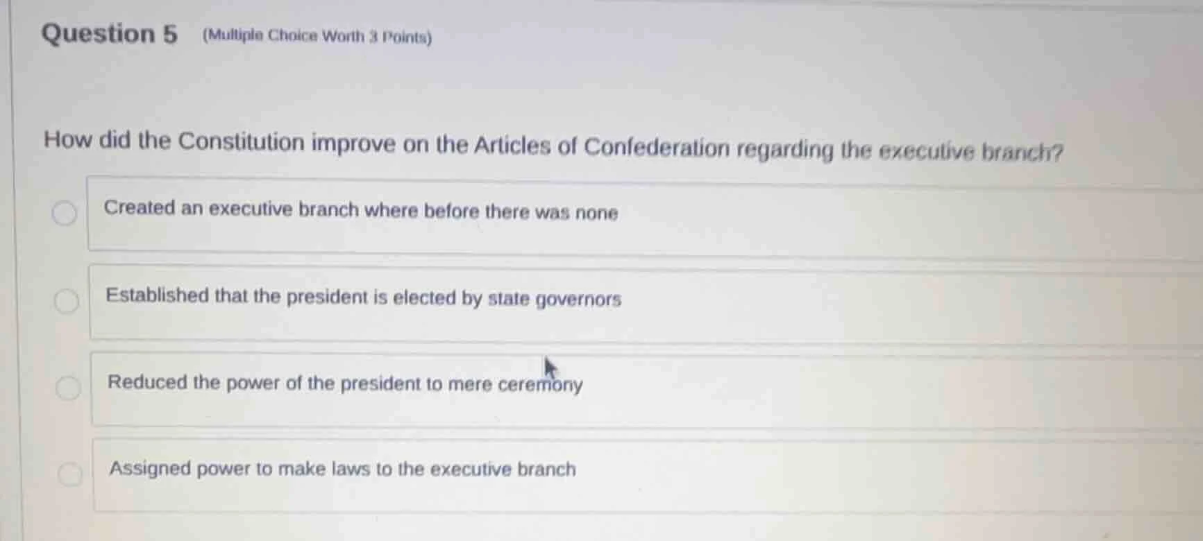 question 5 (multiple choice worth 3 points) how did the constitution im…