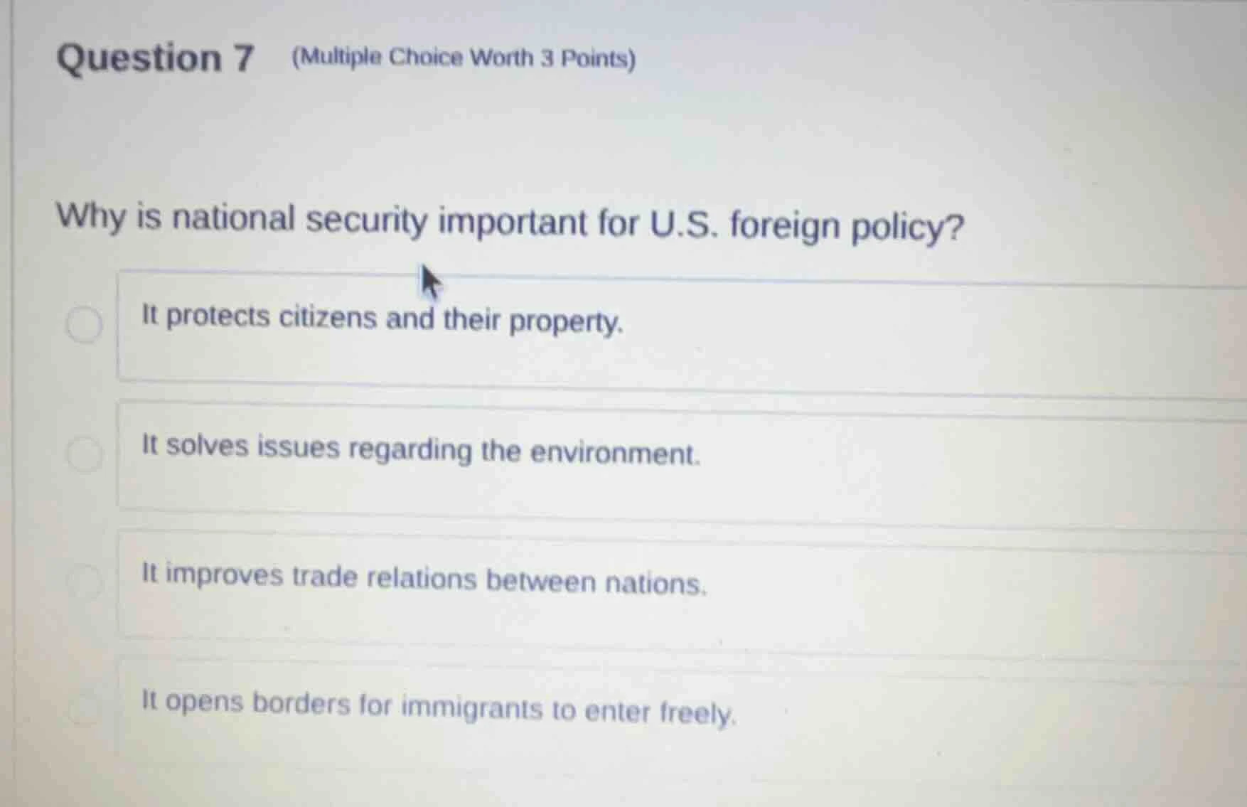 question 7 (multiple choice worth 3 points) why is national security im…