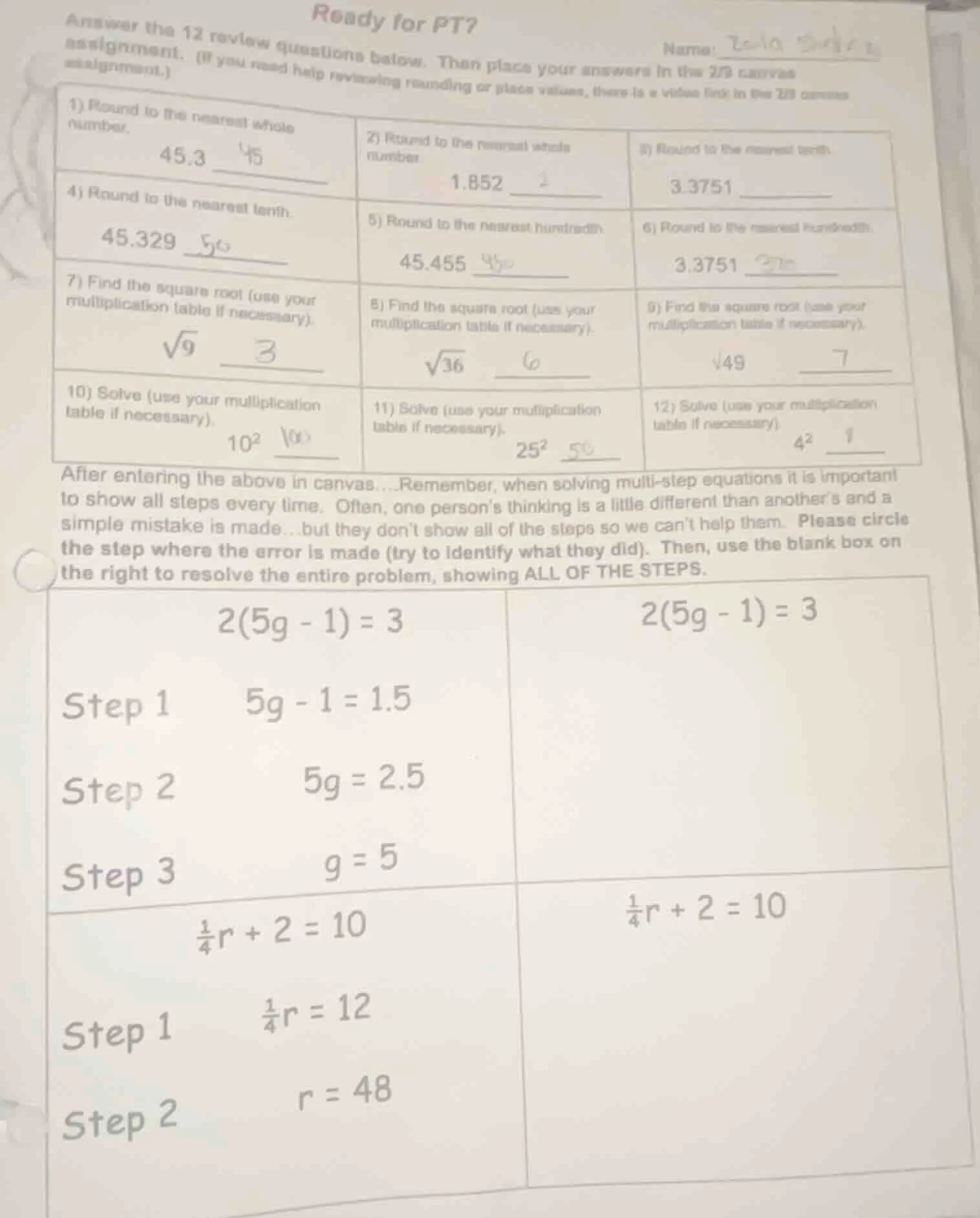ready for pt?name:answer the 12 review questions below. then place your…