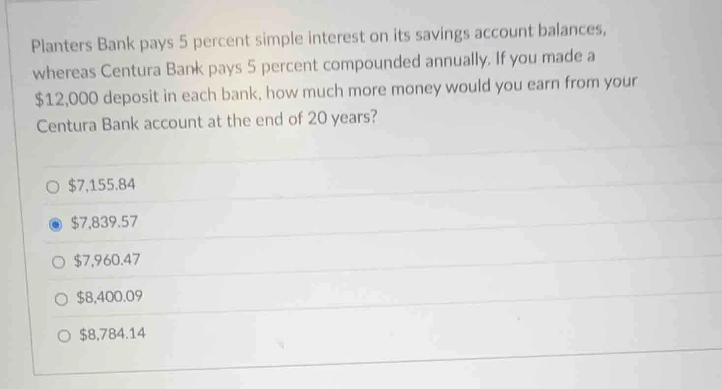 planters bank pays 5 percent simple interest on its savings account bal…